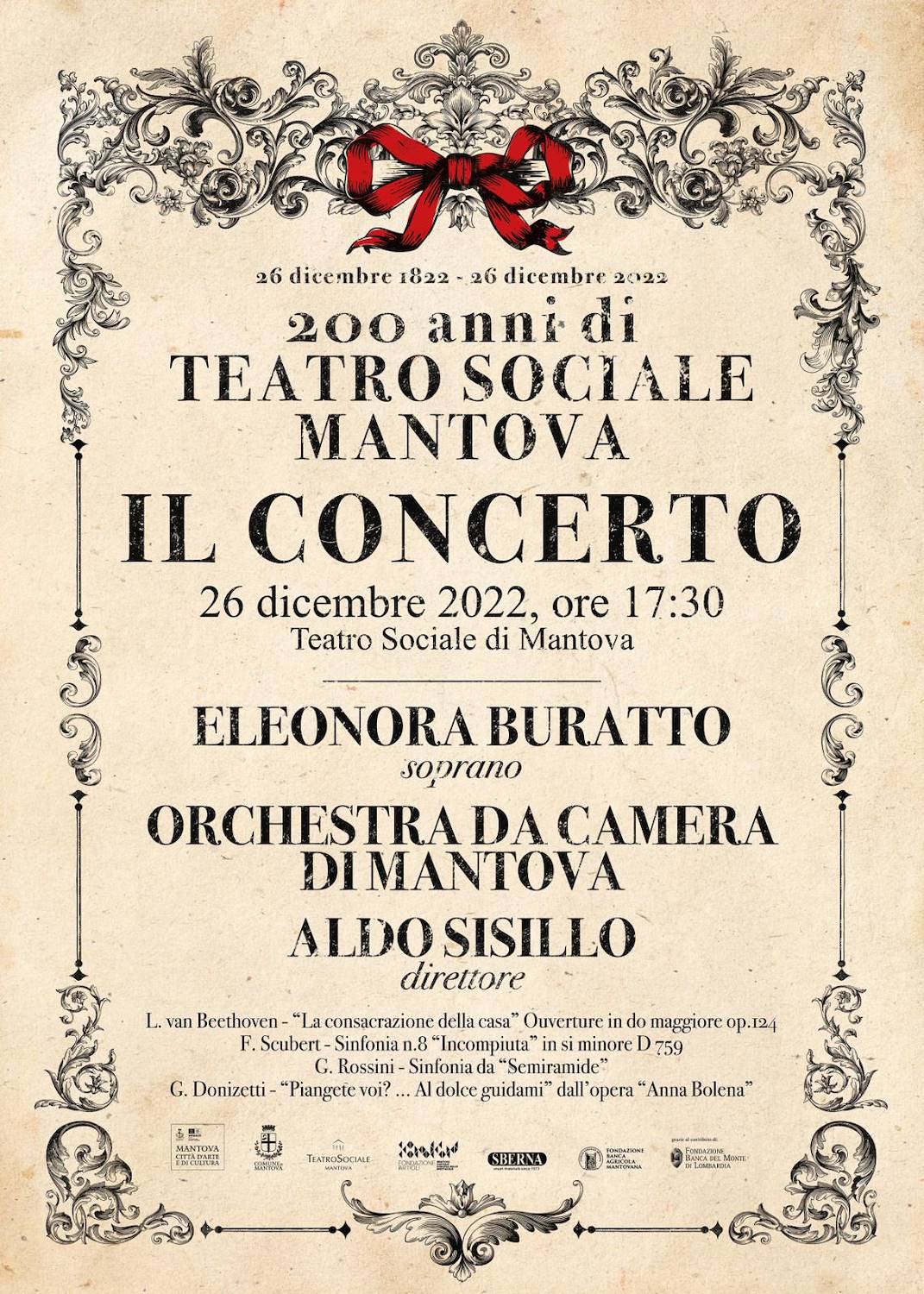 200 ANNI DI TEATRO SOCIALE DI MANTOVA: IL CONCERTO
